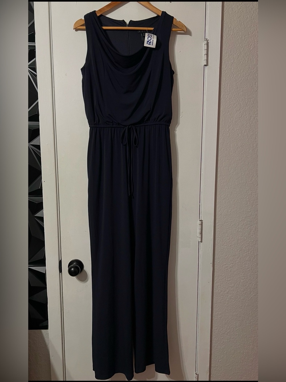 Women’s Navy Sleeveless Jumpsuit with Drawstring Waist